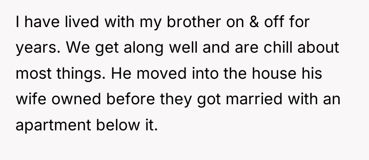 I have lived with my brother on & off for...