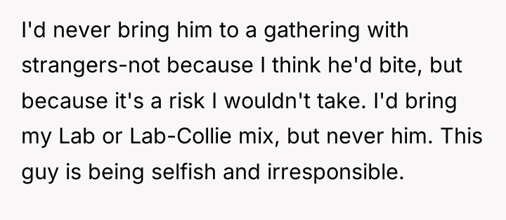 I'd never bring him to a gathering with strangers-not because...