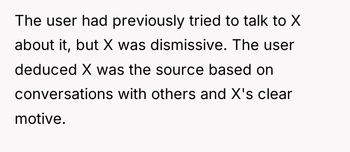 The user had previously tried to talk to X about...
