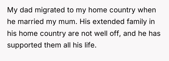 My dad migrated to my home country when he married...