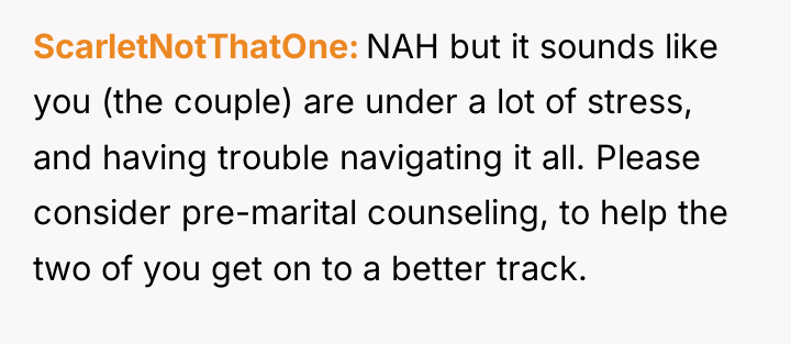 ScarletNotThatOne NAH but it sounds like you (the couple) are...