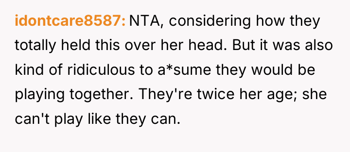 idontcare8587 NTA, considering how they totally held this over her...