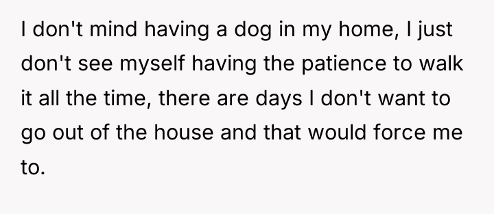 I don't mind having a dog in my home, I...