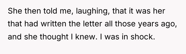 She then told me, laughing, that it was her that...