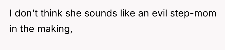 I don't think she sounds like an evil step-mom in...