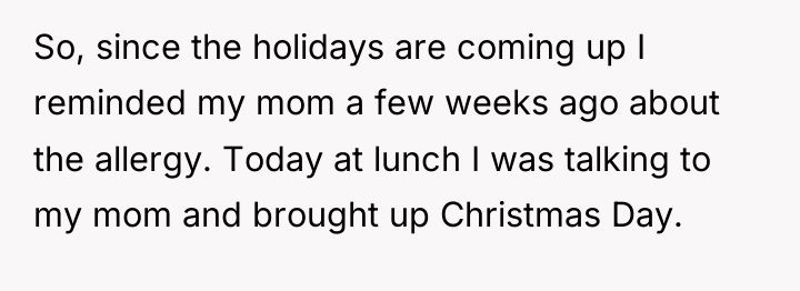 So, since the holidays are coming up I reminded my...