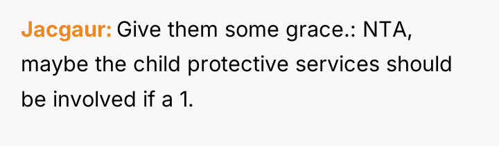 Jacgaur Give them some grace.: NTA, maybe the child protective...
