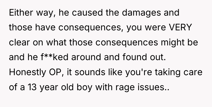 Either way, he caused the damages and those have consequences,...