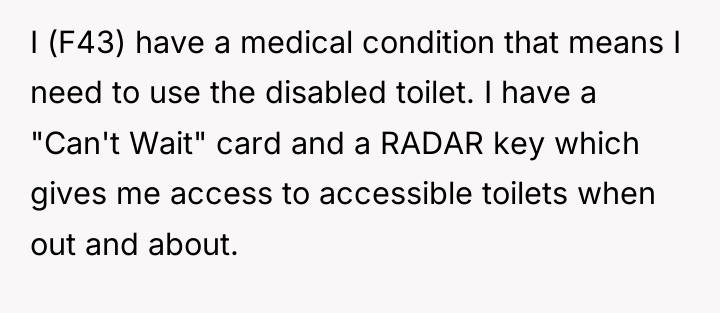 I (F43) have a medical condition that means I need...