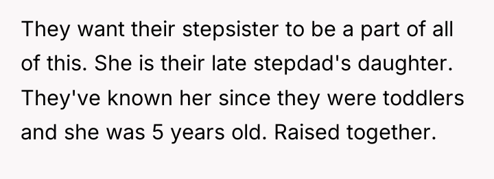 They want their stepsister to be a part of all...