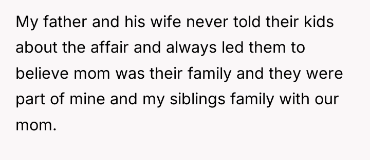 My father and his wife never told their kids about...