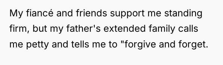 My fiancé and friends support me standing firm, but my...