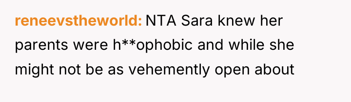 reneevstheworld NTA Sara knew her parents were h**ophobic and while...