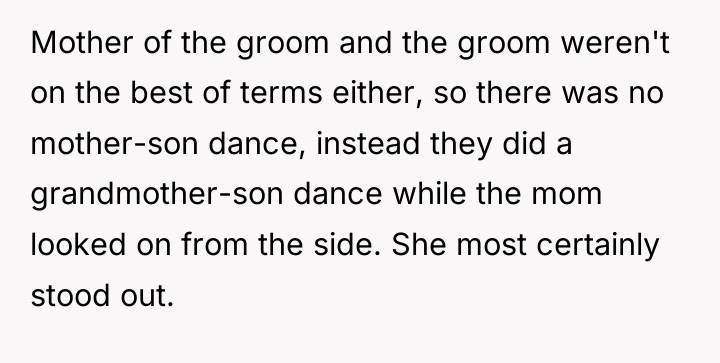 Mother of the groom and the groom weren't on the...