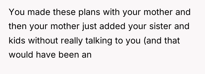 You made these plans with your mother and then your...