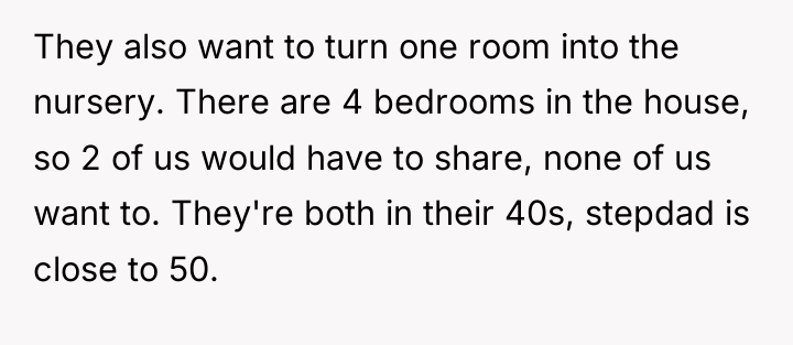 They also want to turn one room into the nursery....
