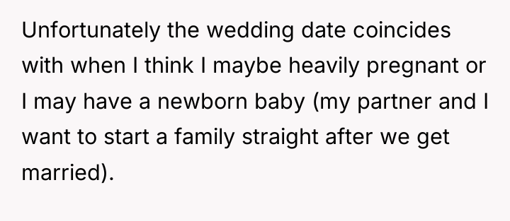 Unfortunately the wedding date coincides with when I think I...