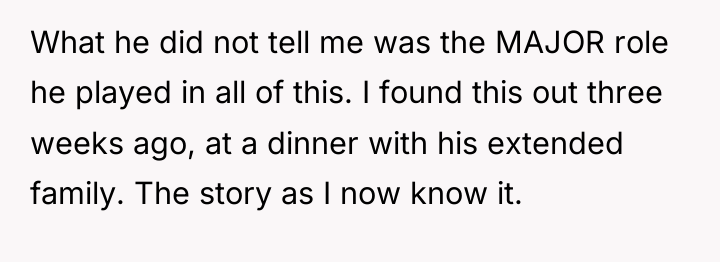 What he did not tell me was the MAJOR role...