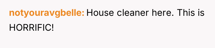 notyouravgbelle House cleaner here. This is HORRIFIC!