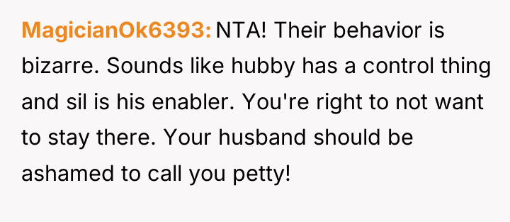 MagicianOk6393 NTA! Their behavior is bizarre. Sounds like hubby has...