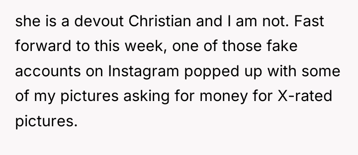 she is a devout Christian and I am not. Fast...