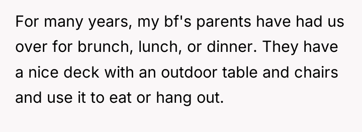 For many years, my bf's parents have had us over...