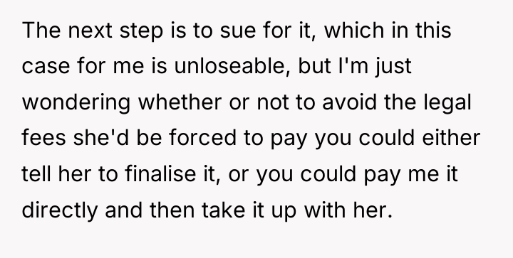 The next step is to sue for it, which in...