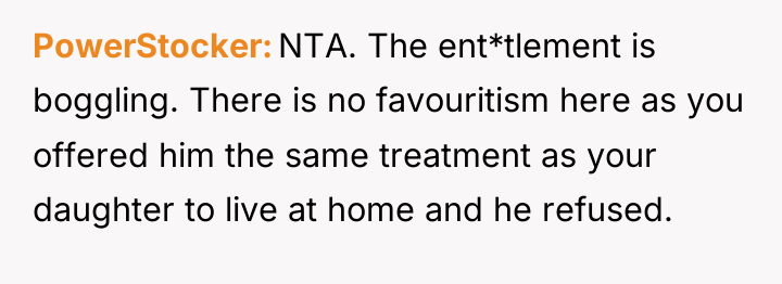 PowerStocker NTA. The ent*tlement is boggling. There is no favouritism...