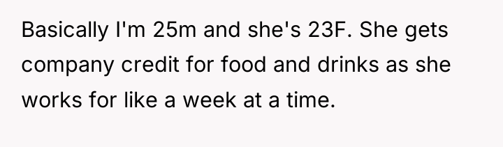 Basically I'm 25m and she's 23F. She gets company credit...