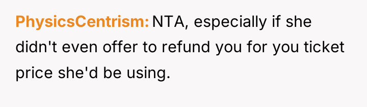 PhysicsCentrism NTA, especially if she didn't even offer to refund...