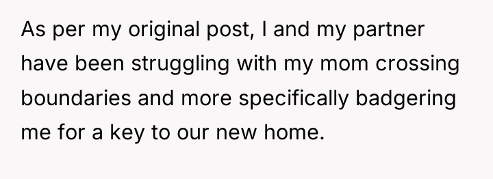 As per my original post, I and my partner have...