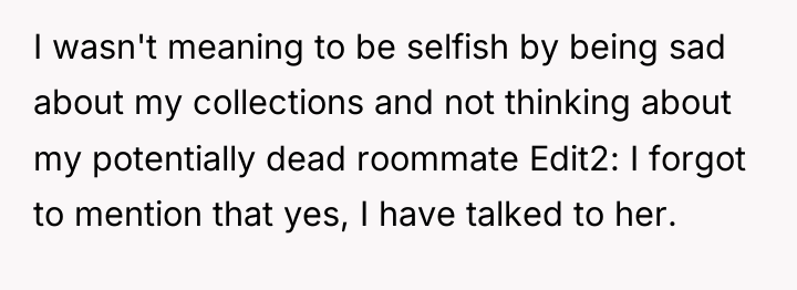 I wasn't meaning to be selfish by being sad about...