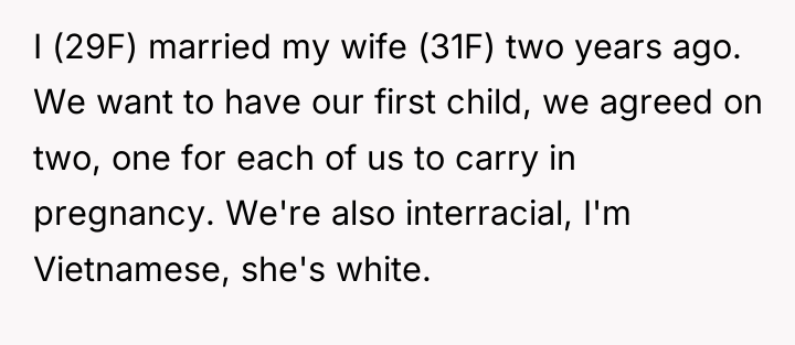 I (29F) married my wife (31F) two years ago. We...