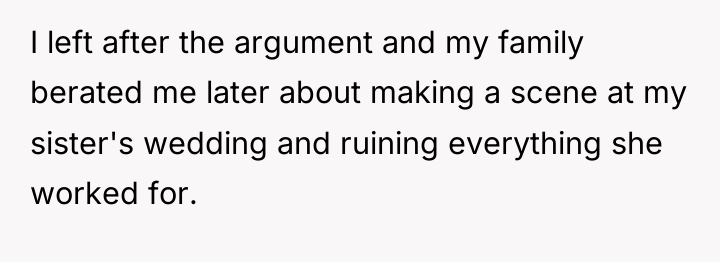 I left after the argument and my family berated me...