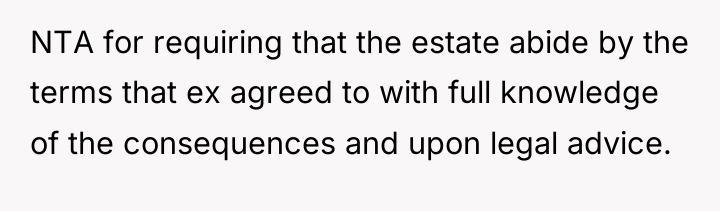 NTA for requiring that the estate abide by the terms...