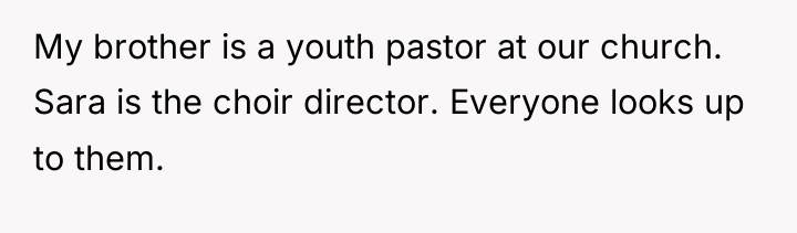 My brother is a youth pastor at our church. Sara...