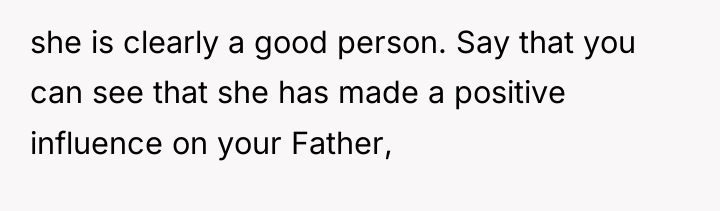 she is clearly a good person. Say that you can...