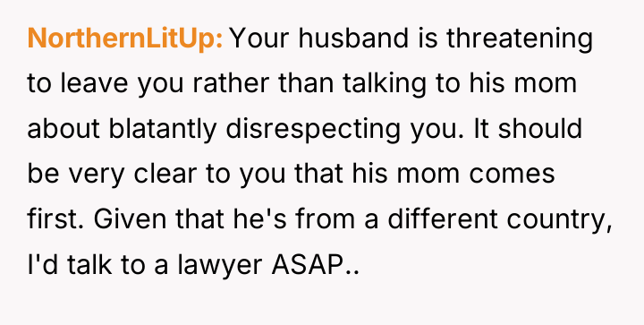 NorthernLitUp Your husband is threatening to leave you rather than...