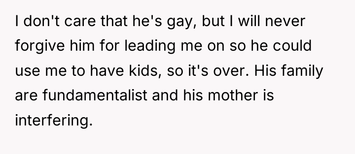 I don't care that he's gay, but I will never...