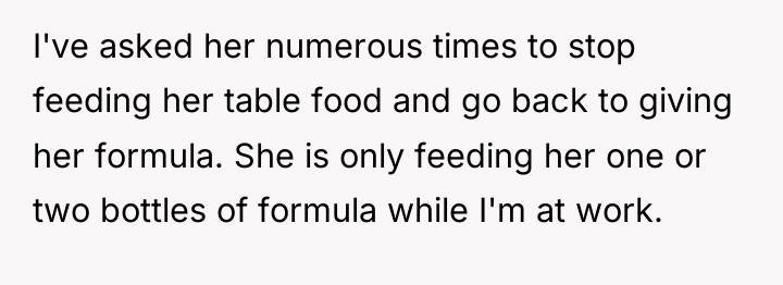 I've asked her numerous times to stop feeding her table...