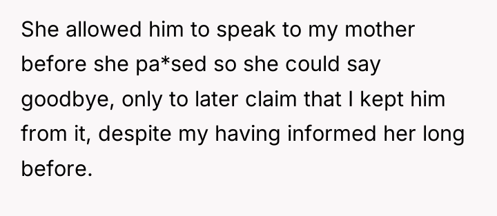 She allowed him to speak to my mother before she...