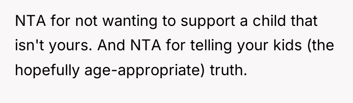 NTA for not wanting to support a child that isn't...