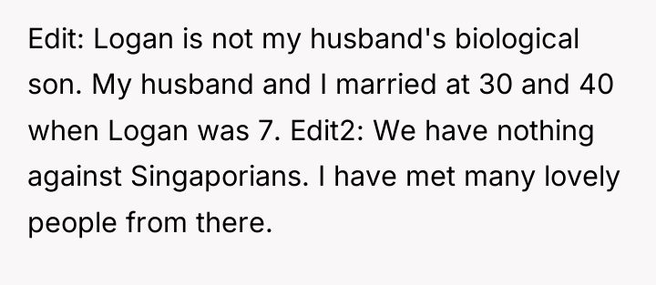 Edit: Logan is not my husband's biological son. My husband...