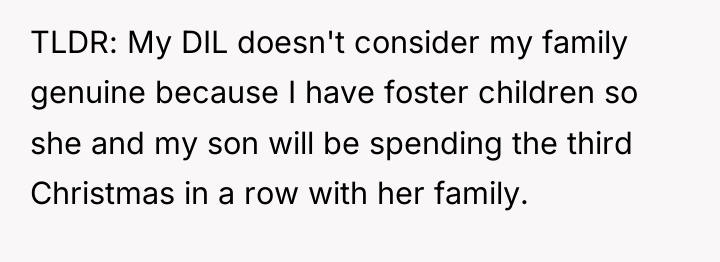 TLDR: My DIL doesn't consider my family genuine because I...