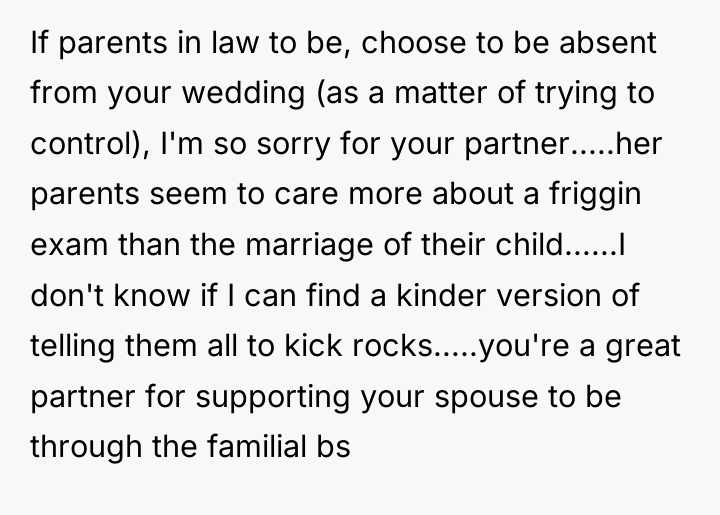 If parents in law to be, choose to be absent...