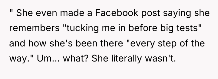 " She even made a Facebook post saying she remembers...