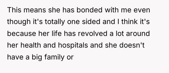 This means she has bonded with me even though it's...