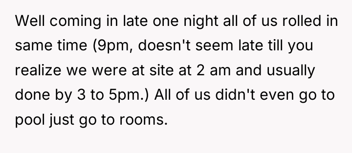 Well coming in late one night all of us rolled...