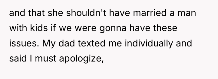 and that she shouldn't have married a man with kids...