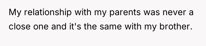My relationship with my parents was never a close one...